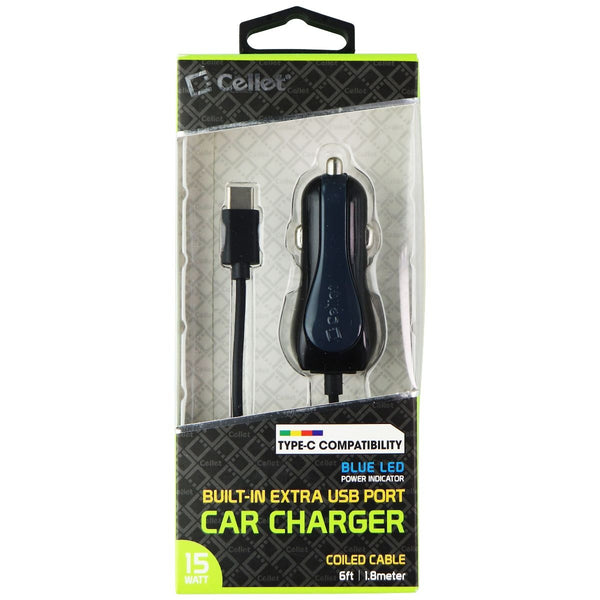 Cellet USB-C Car Charger with Built-In USB Port (6FT) - Black - Cellet - Simple Cell Shop, Free shipping from Maryland!