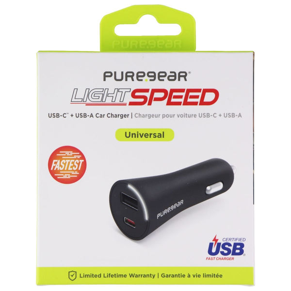 PureGear 30-Watt LightSpeed USB-C and USB-A Car Charger - Black (62811PG) - PureGear - Simple Cell Shop, Free shipping from Maryland!