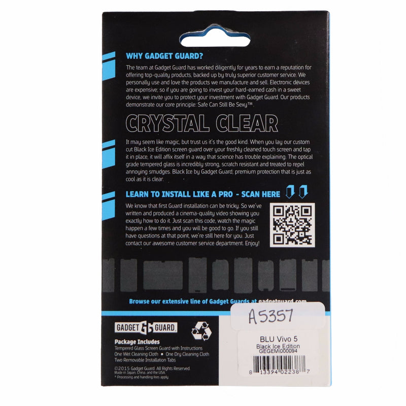 Gadget Guard Black Ice Tempered Glass Screen Protector for BLU Vivo 5 - Clear - Gadget Guard - Simple Cell Shop, Free shipping from Maryland!