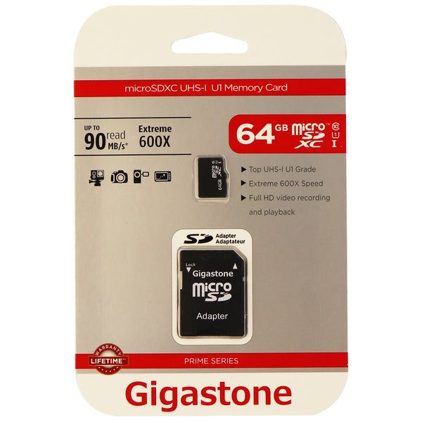 Gigastone Prime 64GB Micro SDXC UHS-1 Class 10 90MBs Memory Card and Adapter - Gigastone - Simple Cell Shop, Free shipping from Maryland!