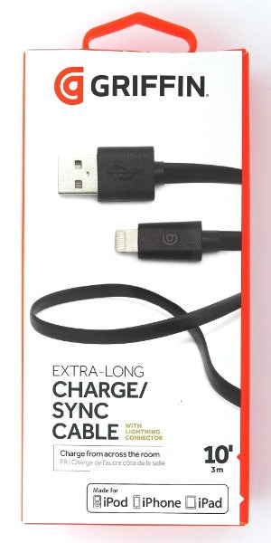 Griffin (GC36633-2) 10ft Charge and Sync Cable for iPhones - Black - Griffin - Simple Cell Shop, Free shipping from Maryland!