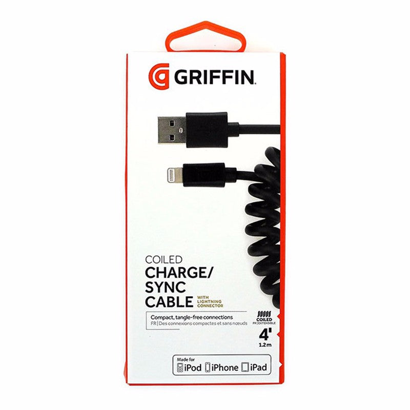 Griffin (GC36632 - 2) 4Ft Coiled Charge/Sync Cable for Apple iPhones - Black - Griffin - Simple Cell Shop, Free shipping from Maryland!