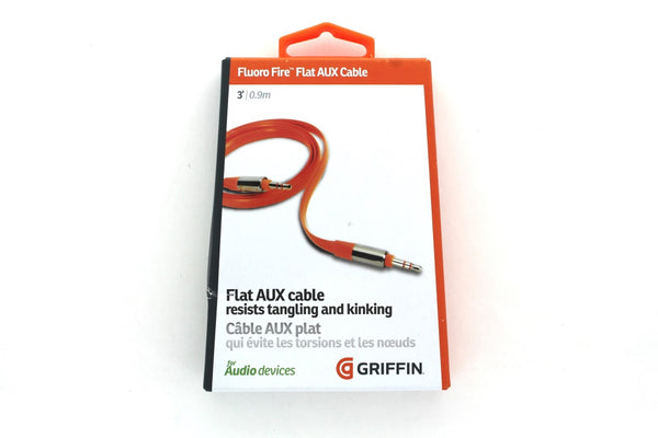 Griffin GC37377 3-Feet Tangle Resistant Flat Aux Cable - orange - Griffin - Simple Cell Shop, Free shipping from Maryland!