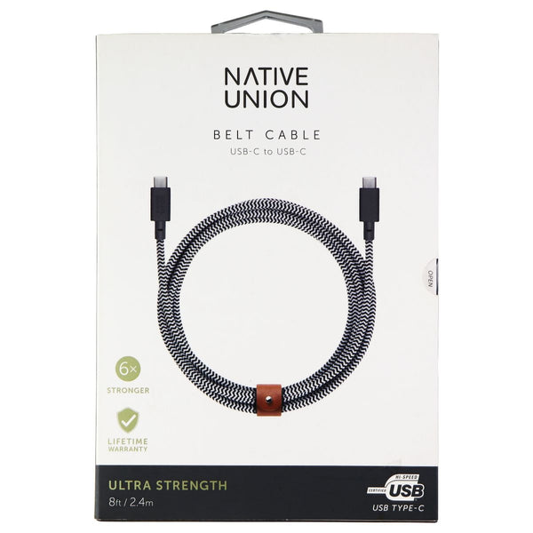 Native Union 8-Ft USB-C to USB-C Premium Braided Belt Cable - Gray/Black/White - Native Union - Simple Cell Shop, Free shipping from Maryland!