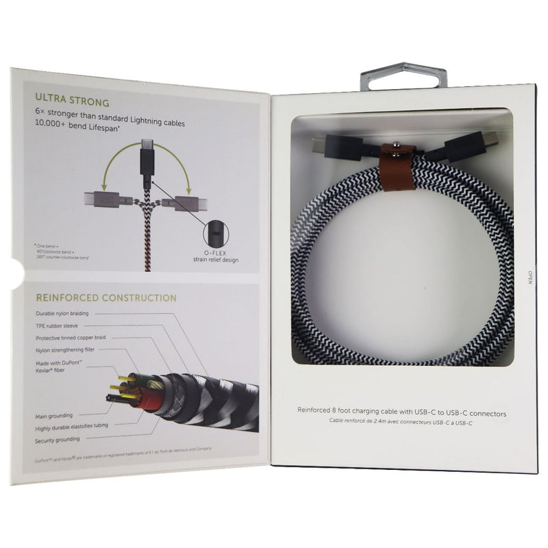 Native Union 8-Ft USB-C to USB-C Premium Braided Belt Cable - Gray/Black/White - Native Union - Simple Cell Shop, Free shipping from Maryland!