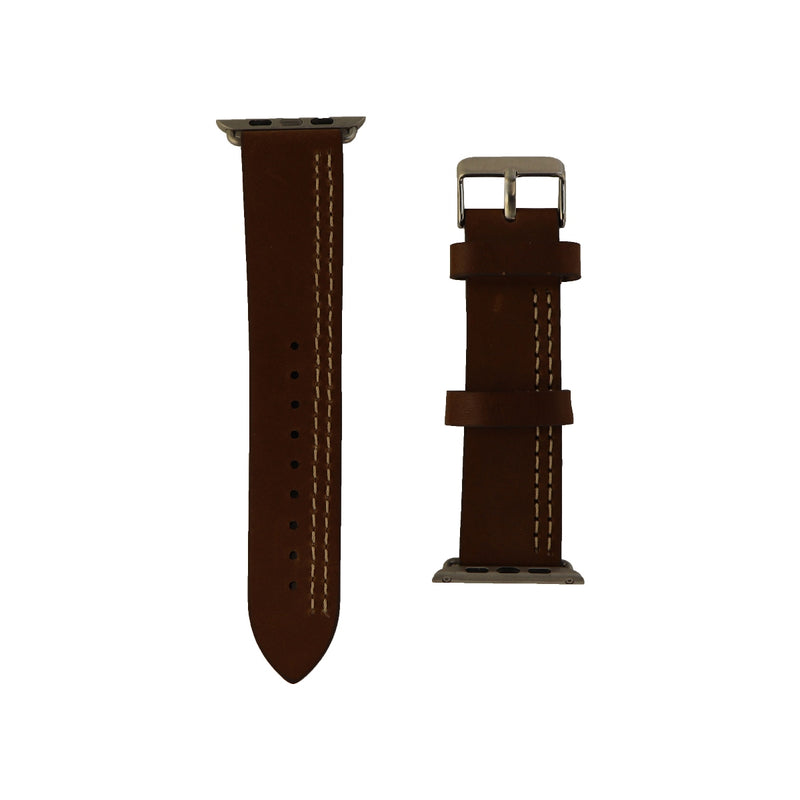 iGear 42mm Apple Watch Strap Leather and Silver Buckle - Chestnut/Cream - iGear - Simple Cell Shop, Free shipping from Maryland!