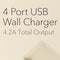 Insignia Universal 4.2-Amp 4 Port USB Wall Charging Adapter Charger - White - Insignia - Simple Cell Shop, Free shipping from Maryland!