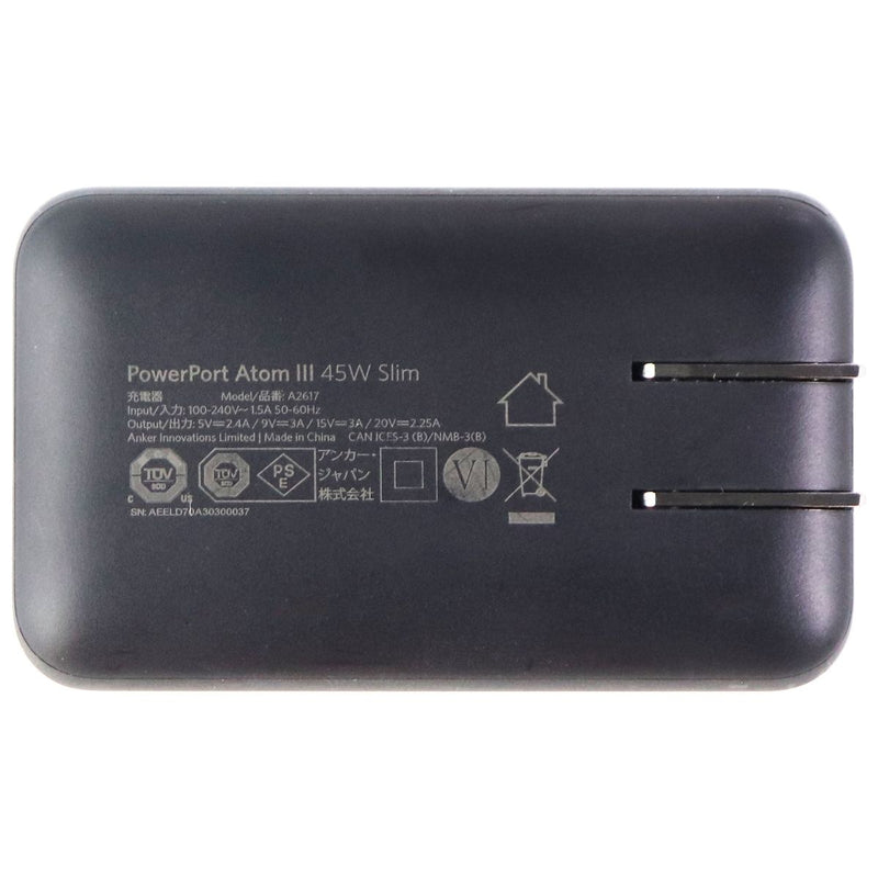 Anker PowerPort Atom III 45W Slim Wall Charger Power Adapter - Black - Anker - Simple Cell Shop, Free shipping from Maryland!