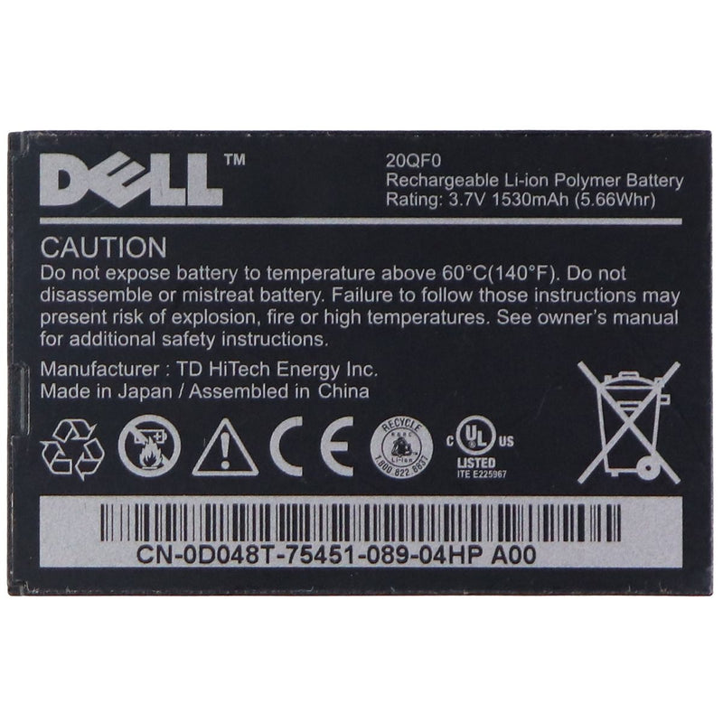Dell OEM Rechargeable 3.7V 1530mAh Battery - Black (20QF0) - Dell - Simple Cell Shop, Free shipping from Maryland!