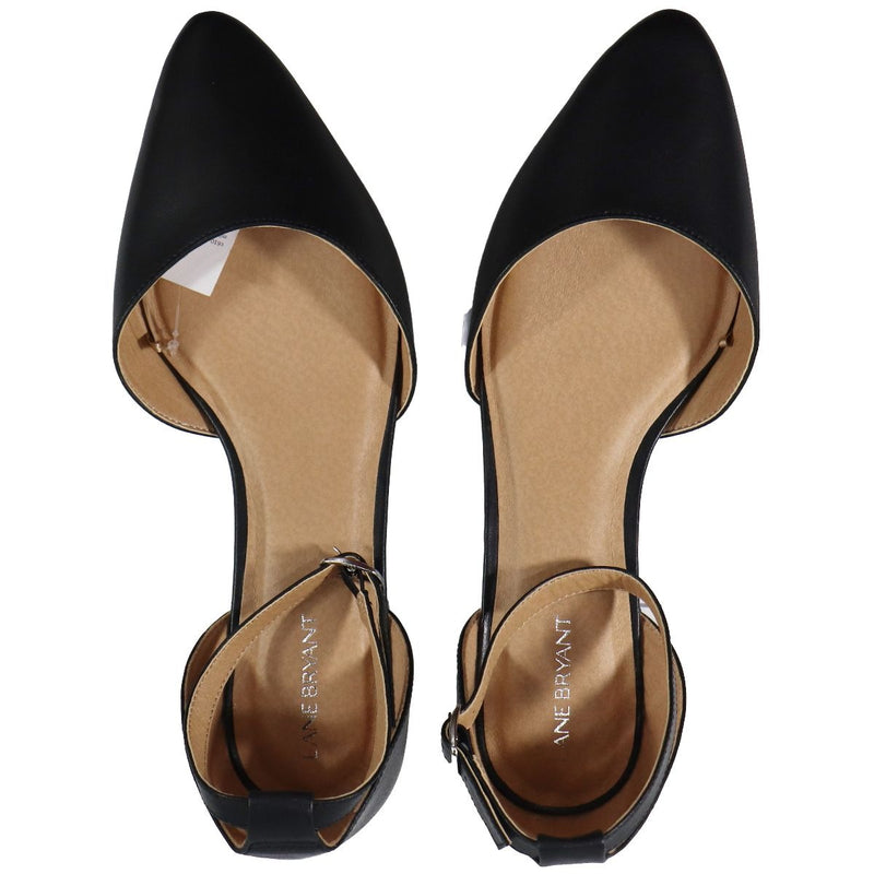 Lane Bryant Dream Cloud Two-Piece Ankle Strap Flats - Black (Size: 11W)