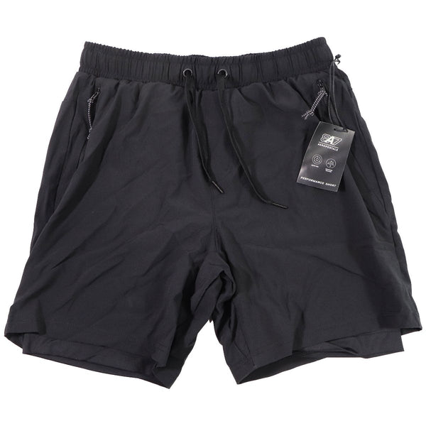 AEROPOSTALE 8A7 Performance Shorts 7&#34; Seam - Black (Size: Unisex/S)