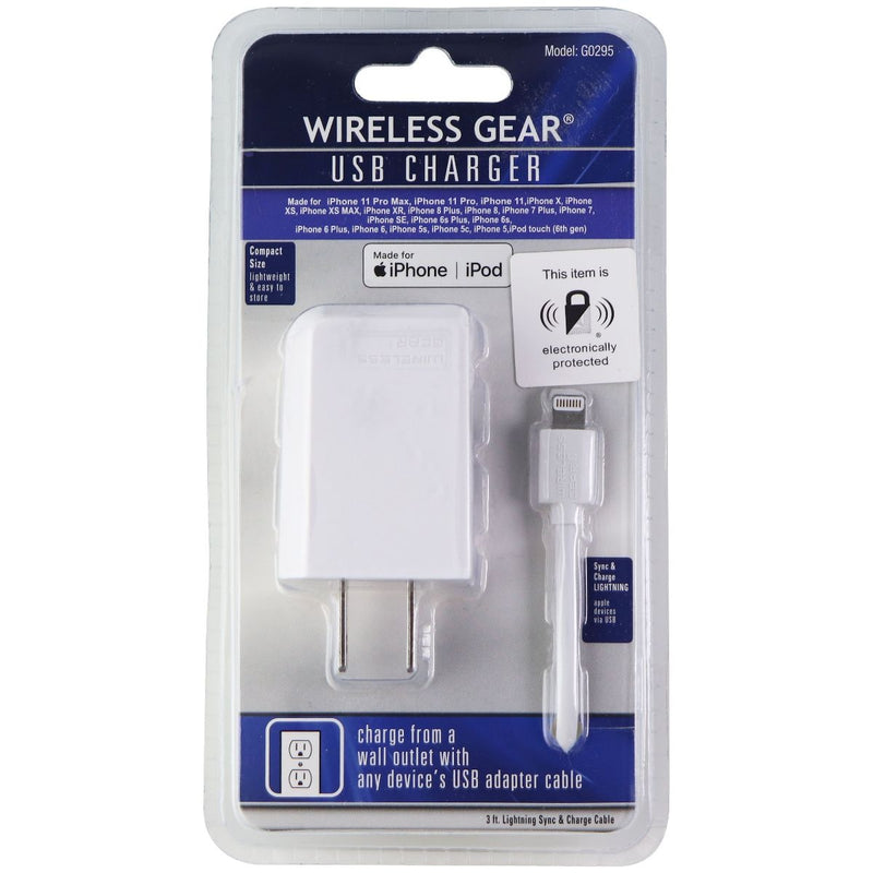 Wireless Gear (3-Foot) MFi USB Cable with Wall Adapter White