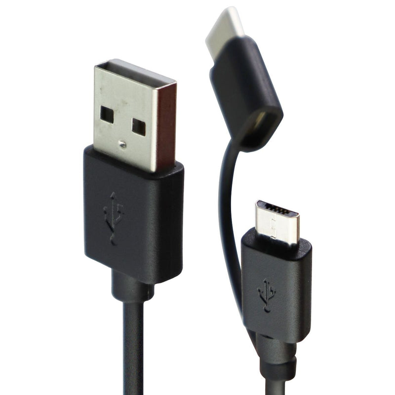 mWorks! Short (6-inch) Dual Tip USB Cable with USB-C and Micro-USB - Black
