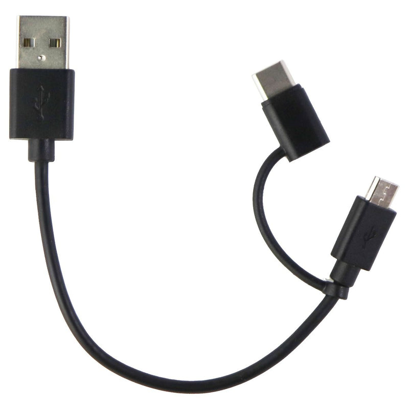 mWorks! Short (6-inch) Dual Tip USB Cable with USB-C and Micro-USB - Black
