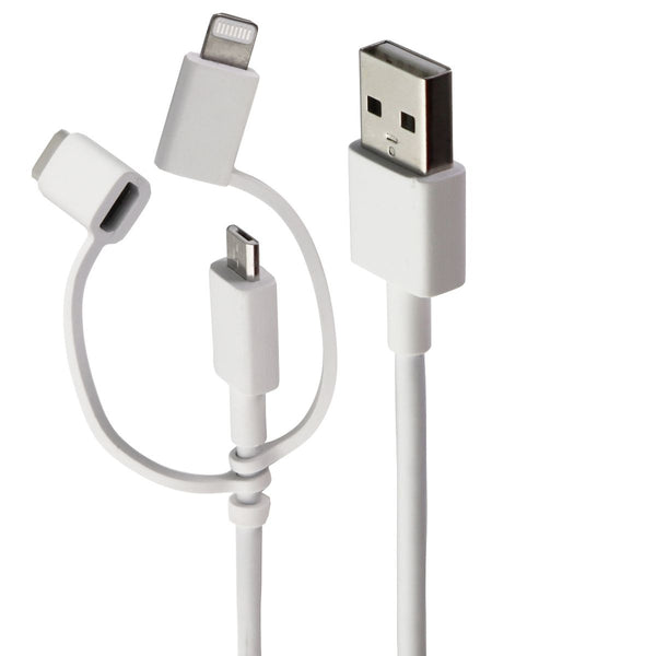 Generic 3.5 Ft (3-in-1) USB Cable with Micro, USB-C, & 8-PIN Tips - White - Unbranded - Simple Cell Shop, Free shipping from Maryland!