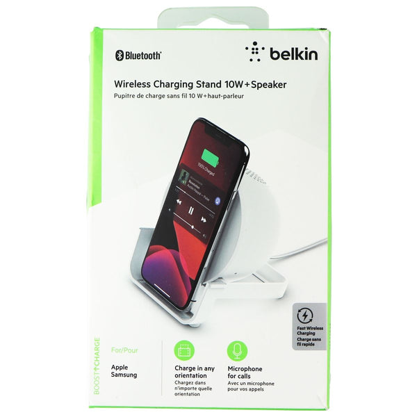 Belkin Wireless Charging Stand 10W + Speaker - White (AUF001ttWH) - Belkin - Simple Cell Shop, Free shipping from Maryland!