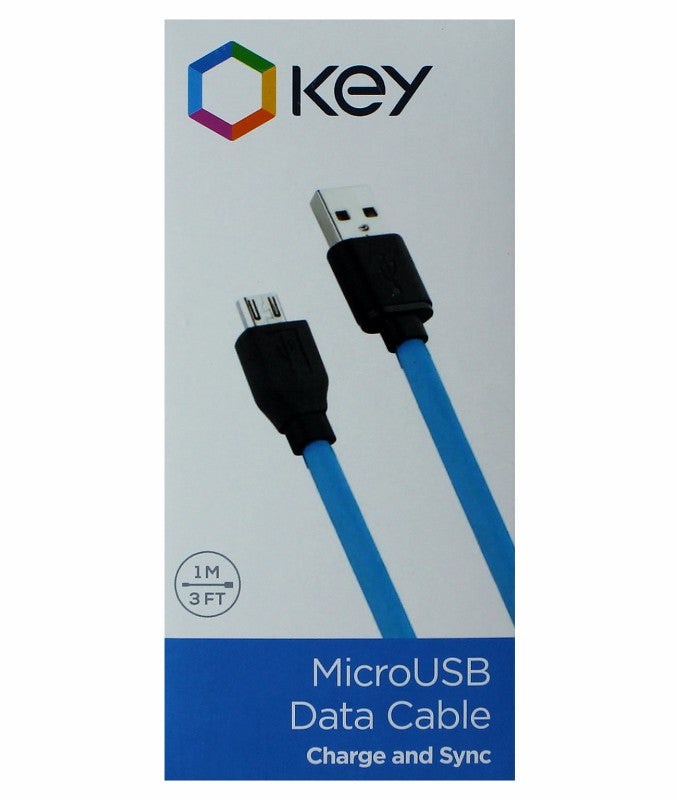 Key 3-Ft Micro-USB Charge and Sync Data Cable - Blue and Black - KEY Enhanced - Simple Cell Shop, Free shipping from Maryland!