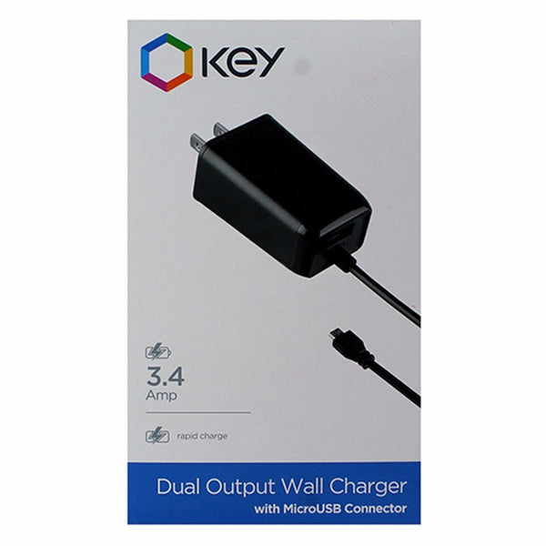 Key Universal 3.4A Wall Charger with Micro-USB Connector and Extra USB Port - KEY Enhanced - Simple Cell Shop, Free shipping from Maryland!