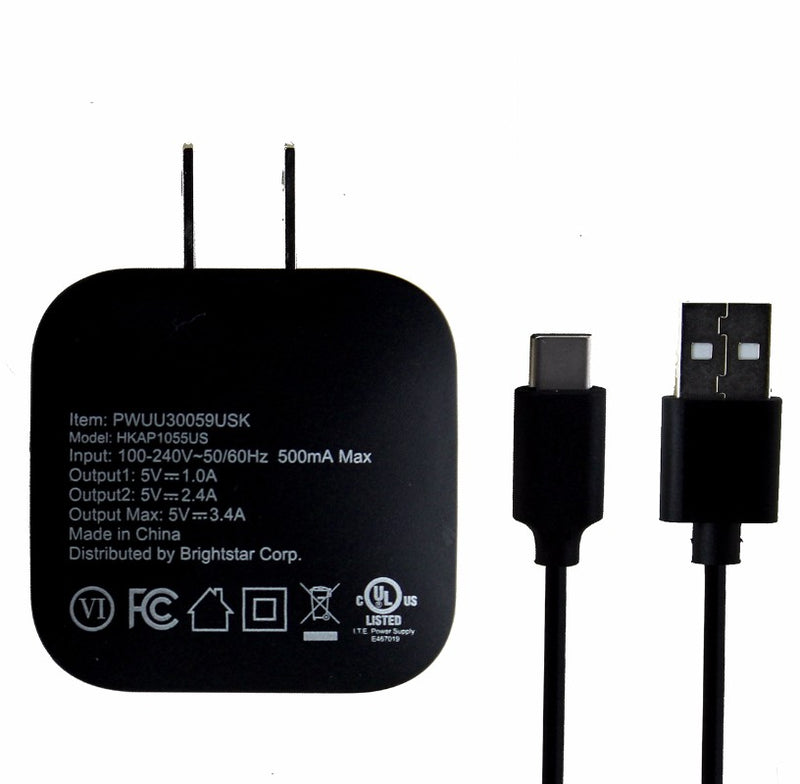 Key 3.4-Amp Dual USB Port Wall Adapter with USB-C Cable - Black (PWUU3005) - Key - Simple Cell Shop, Free shipping from Maryland!
