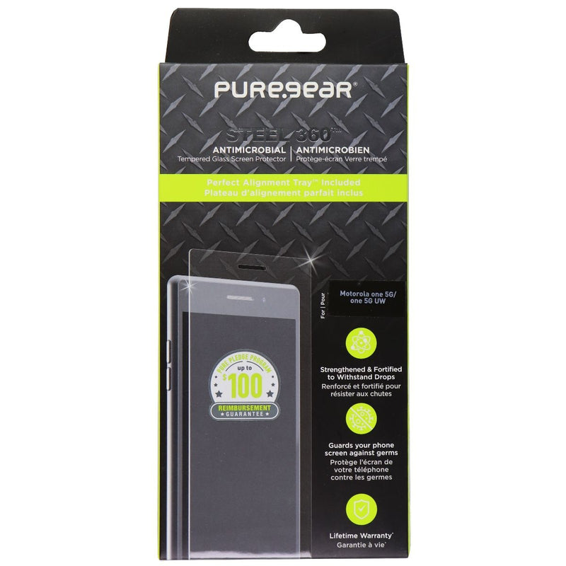 PureGear Steel 360 Tempered Glass for Motorola One 5G & One 5G UW - Clear