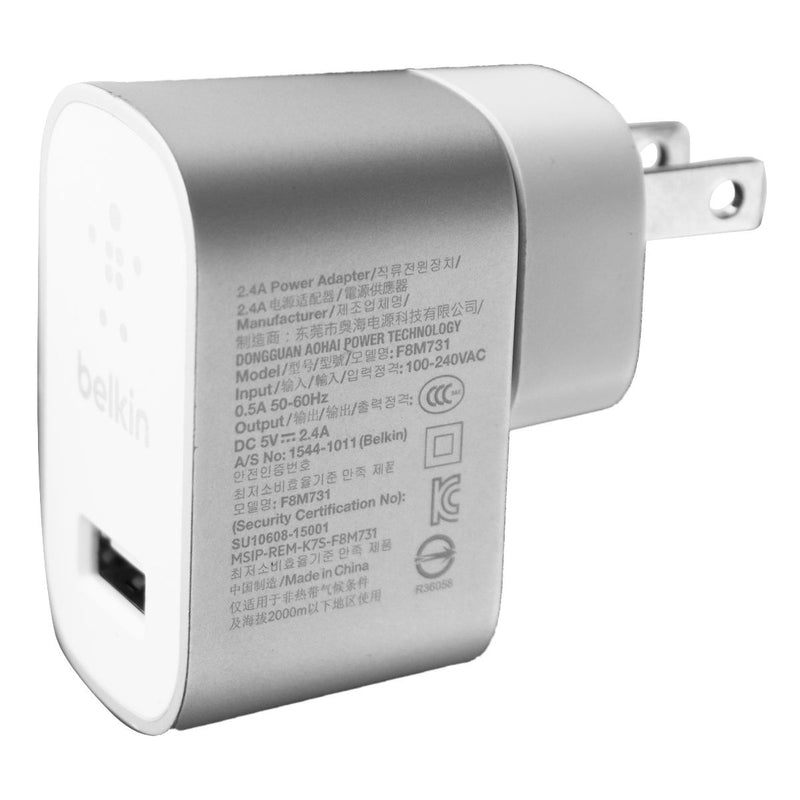 Belkin (12-Watt) 2.4-Amp Single USB Universal Home Charger - Silver (F8M731) - Belkin - Simple Cell Shop, Free shipping from Maryland!
