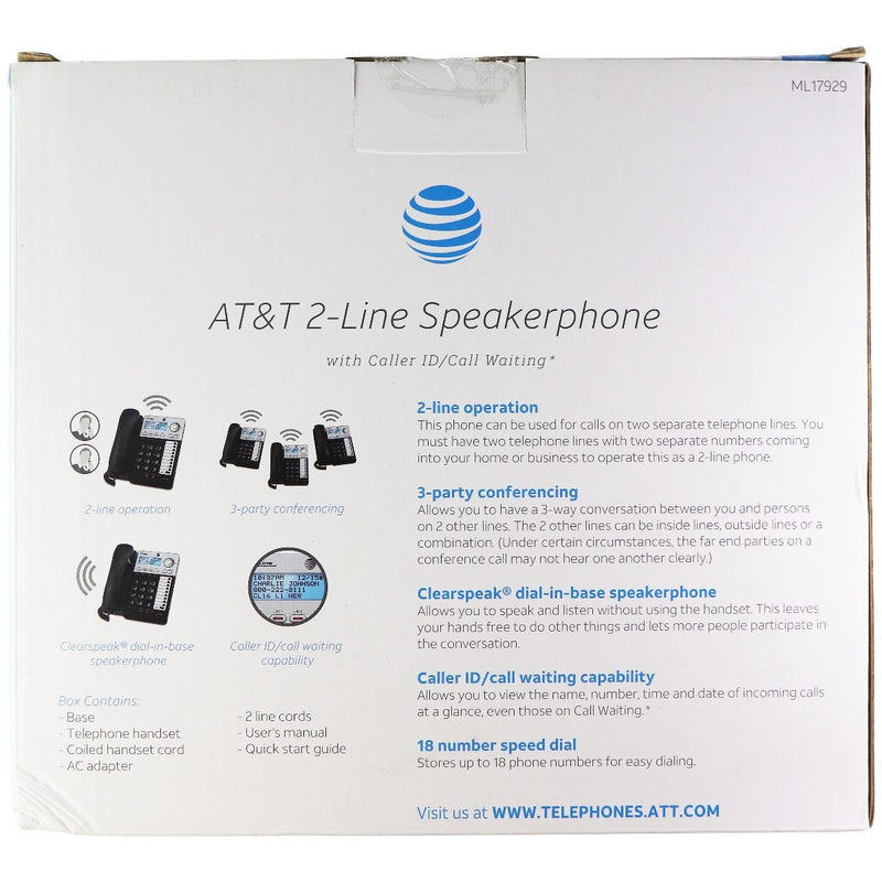 AT&T - AT ML17929 - Corded Phone with Caller ID/Call Waiting - Silver/Black - AT&T - Simple Cell Shop, Free shipping from Maryland!