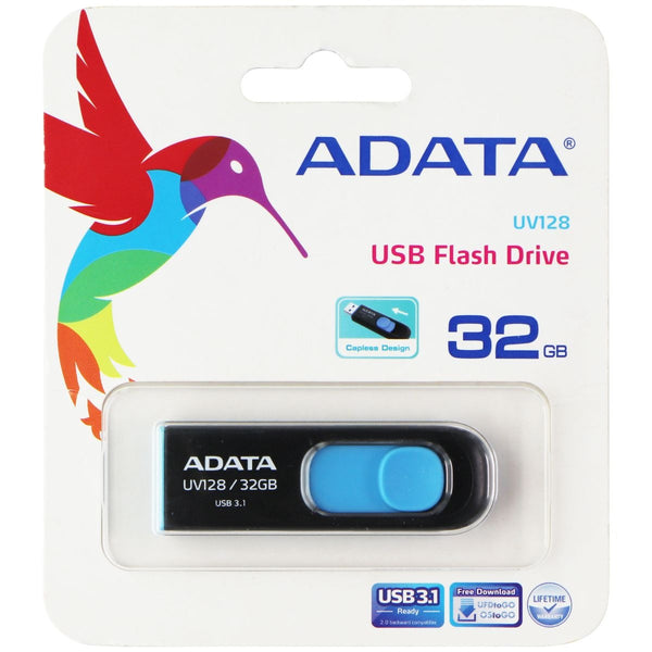 ADATA UV128 32GB USB 3.0 Retractable Capless Flash Drive, Blue (AUV128-32G-RBE) - ADATA - Simple Cell Shop, Free shipping from Maryland!