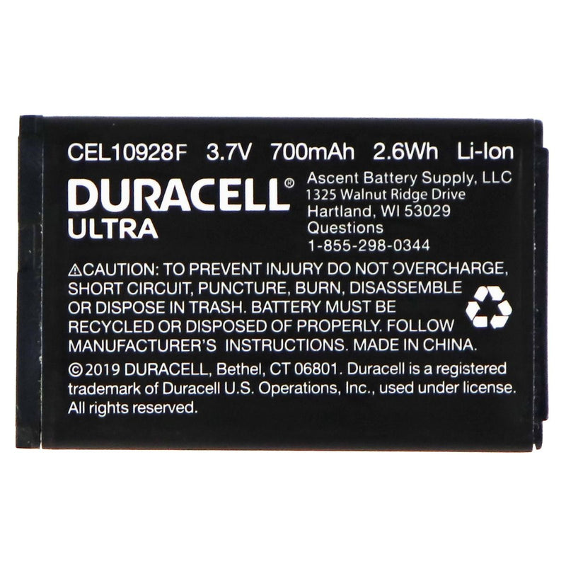 Duracell Ultra OEM Rechargeable 3.7V 700mAh Li-ion Battery - Black (CEL10928F) - Duracell - Simple Cell Shop, Free shipping from Maryland!