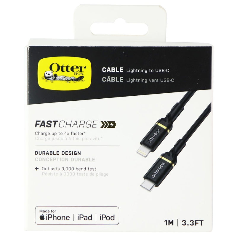 Otterbox Fast Charge 8-Pin Lightning to USB-C Charging Cable (3.3FT) - Black
