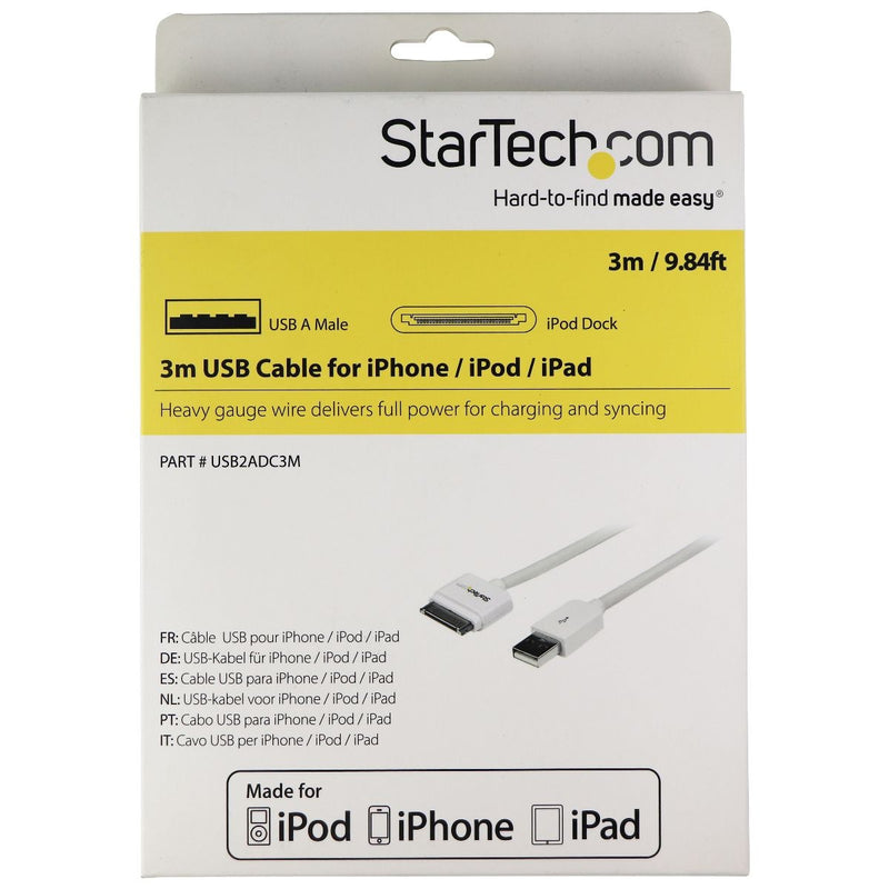StarTech (3M/9.8-Ft) 30-Pin to USB MFi Cable for Older Generation iPods & iPads - StarTech - Simple Cell Shop, Free shipping from Maryland!