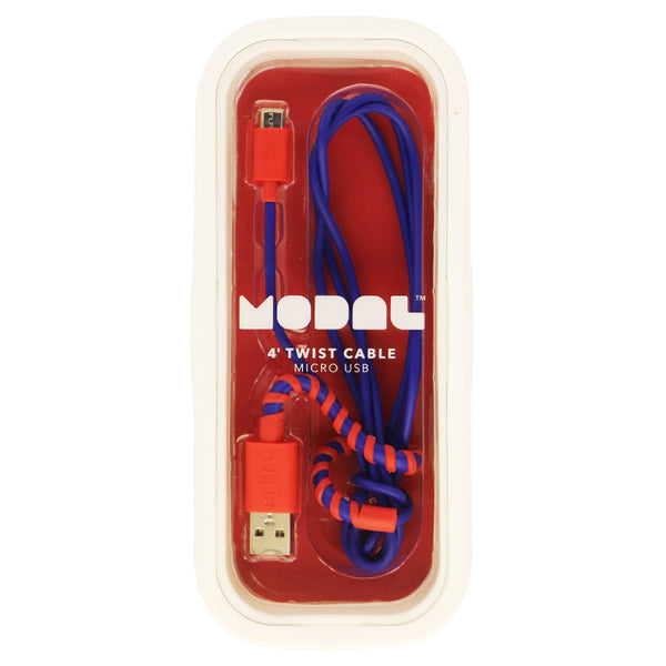 Modal ( MD - MMCDT1 ) 4Ft Twist Cable for Micro USB Devices - Blue/Red - Modal - Simple Cell Shop, Free shipping from Maryland!