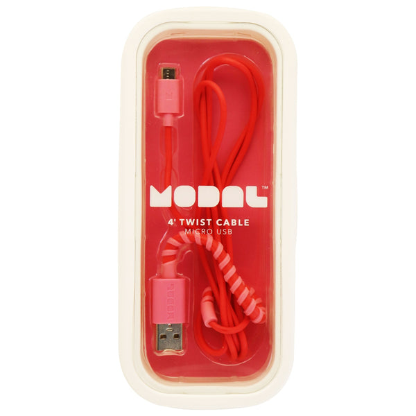 Modal (MD - MMCDT3) 4 Ft Twist USB Cable for Micro USB Devices - Red/Pink - Modal - Simple Cell Shop, Free shipping from Maryland!
