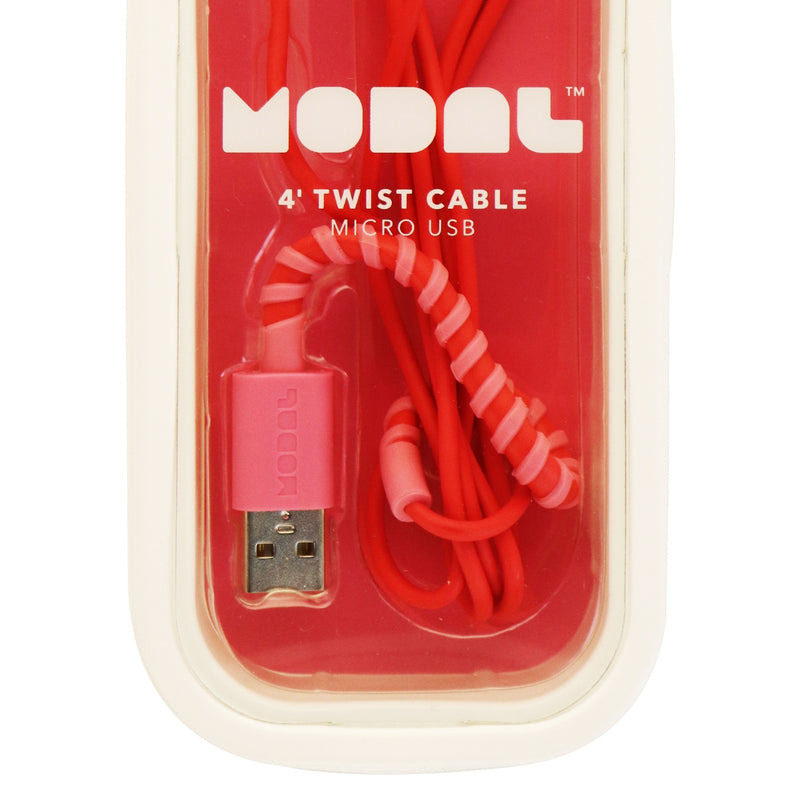 Modal (MD - MMCDT3) 4 Ft Twist USB Cable for Micro USB Devices - Red/Pink - Modal - Simple Cell Shop, Free shipping from Maryland!