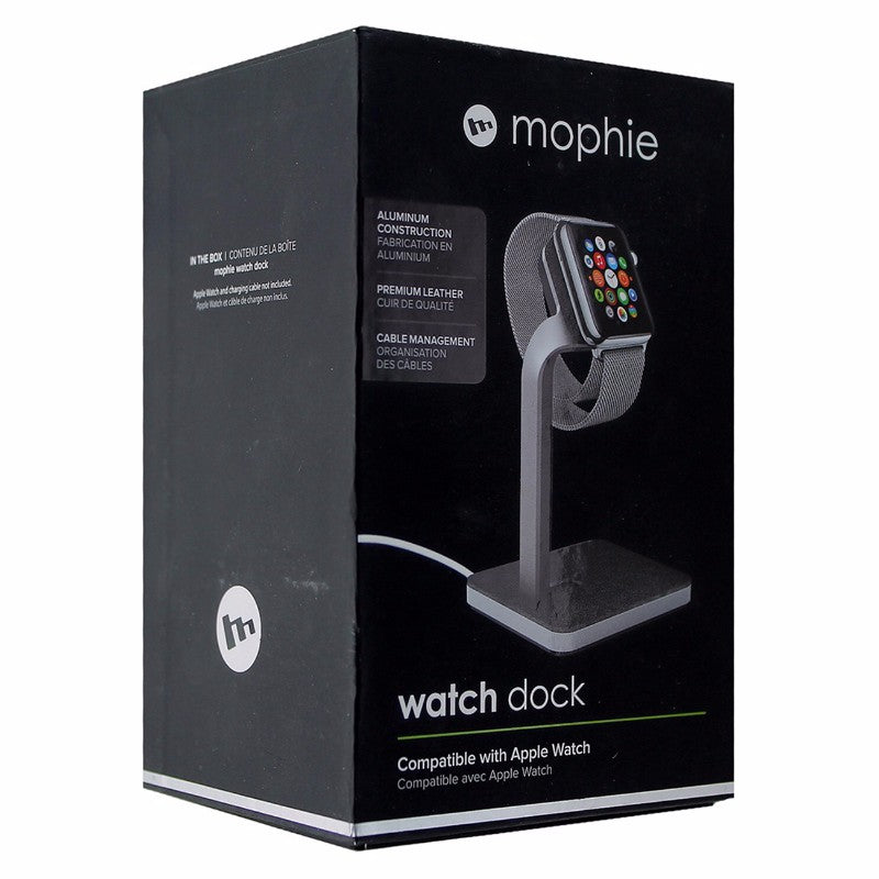 Mophie Aluminum/Leather Charging Dock for Apple Watch Any Series - Black/Silver - Mophie - Simple Cell Shop, Free shipping from Maryland!