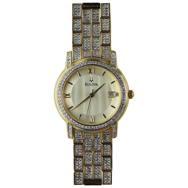Bulova Stainless Steel Water Resistant Watch - Gold/Crystals (C876880) - Bulova - Simple Cell Shop, Free shipping from Maryland!