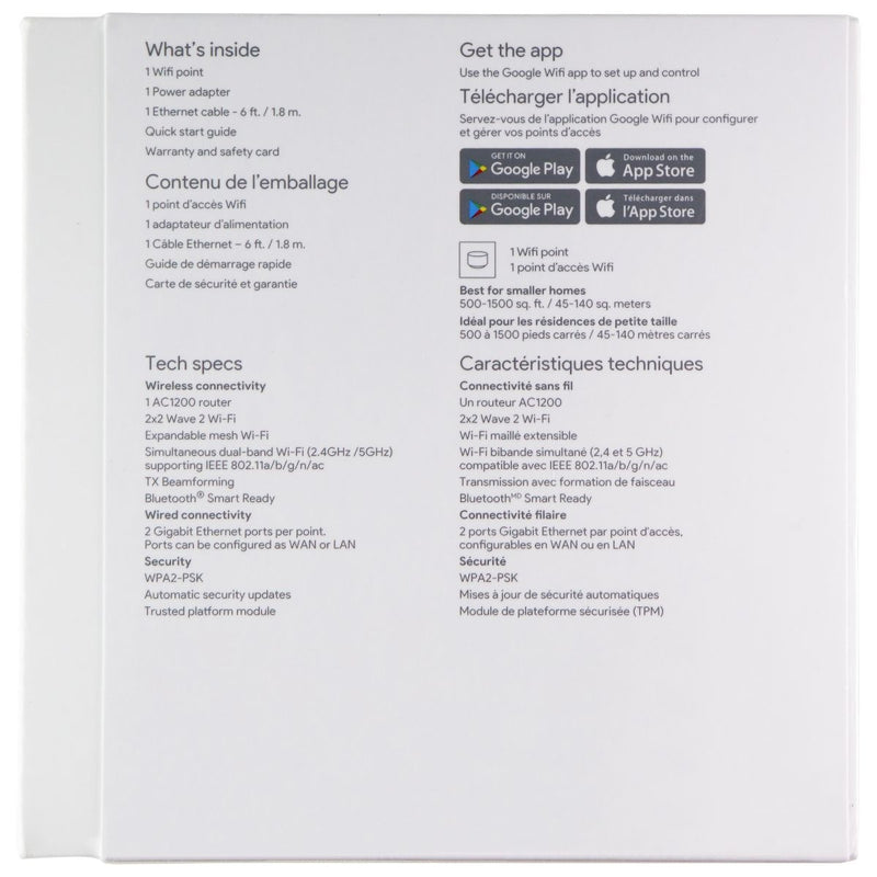 Google Wi-Fi Mesh Point Whole Home Wireless AC1200 Dual-Band Router - White - Google - Simple Cell Shop, Free shipping from Maryland!