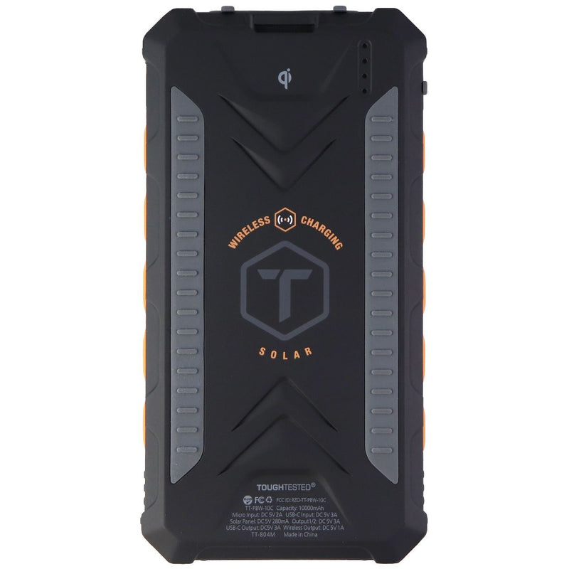 ToughTested 10,000mAh Portable Solar Charging USB-C Power Bank - Black/Orange - TOUGHTESTED - Simple Cell Shop, Free shipping from Maryland!