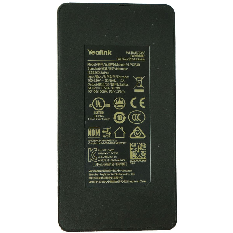Yealink (YLPOE30) PoE Injector - Gray / No Power Cable - Adapter Only