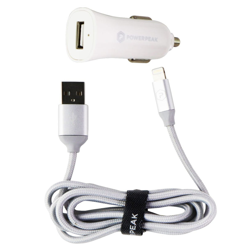 PowerPeak (12W/2.4A) Car Charger/Adapter & 4-Ft Cable for iPhones - White - PowerPeak - Simple Cell Shop, Free shipping from Maryland!