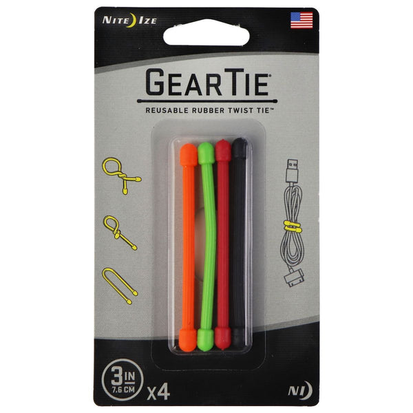 Nite Ize GearTie Reusable Rubber Twist Tie (3-inch) 4 Pack - Multi-Color - Nite Ize - Simple Cell Shop, Free shipping from Maryland!