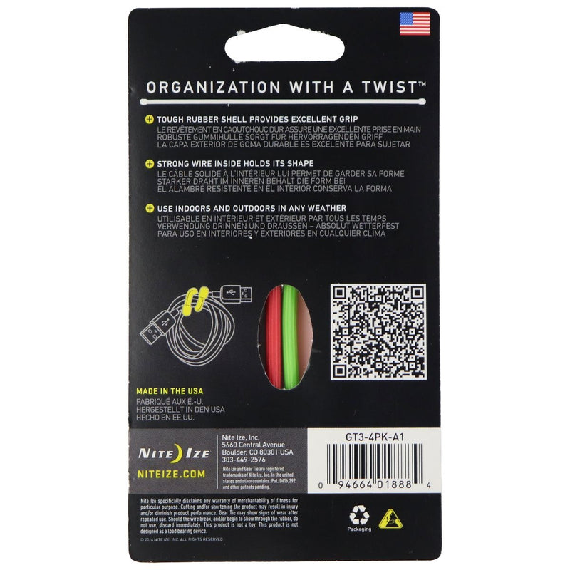 Nite Ize GearTie Reusable Rubber Twist Tie (3-inch) 4 Pack - Multi-Color - Nite Ize - Simple Cell Shop, Free shipping from Maryland!