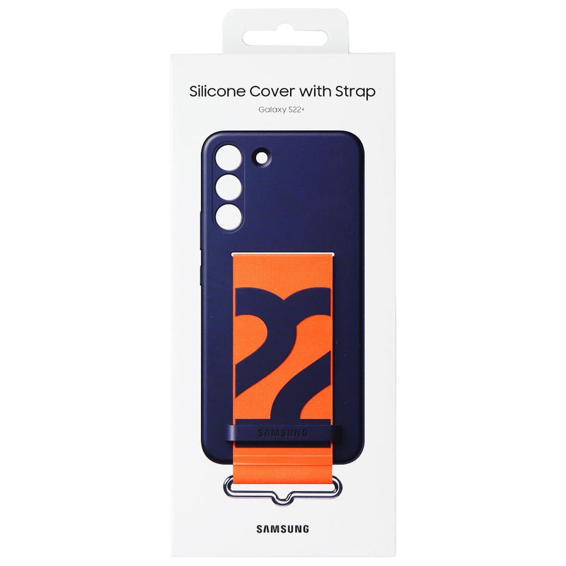 Samsung Official Silicone Cover with Strap for Galaxy (S22+) - Navy/Orange - Samsung - Simple Cell Shop, Free shipping from Maryland!