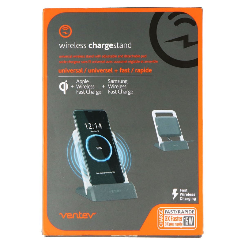Ventev 15-Watt Wireless ChargeStand for Qi Wireless Charging Devices - Gray