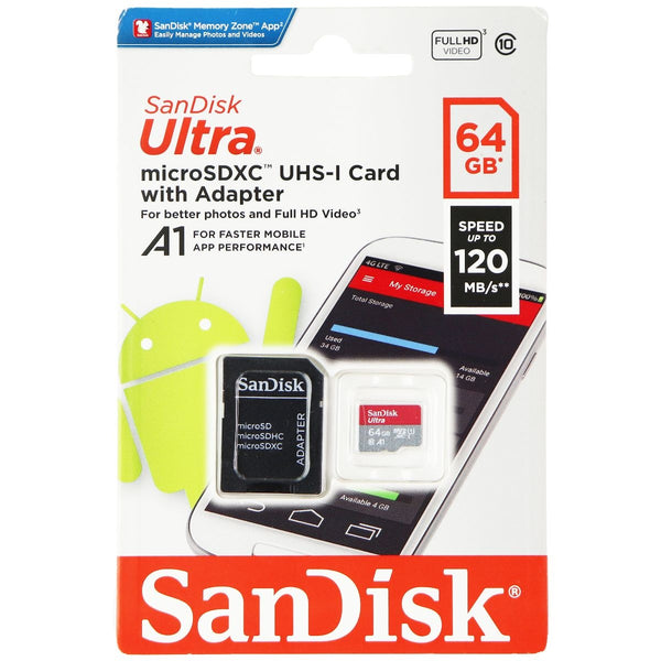 SanDisk Ultra microSDXC UHS-I Card with Adapter - (64GB / 120MB/s) - SanDisk - Simple Cell Shop, Free shipping from Maryland!