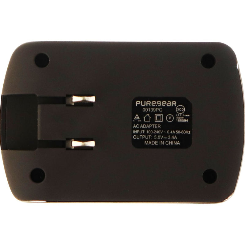 PureGear Universal 17W 3.4A Dual USB Port Wall Charger Charging Adapter - Black