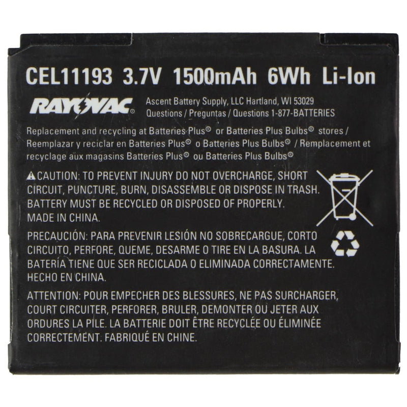 RAYOVAC CEL11193 (3.7V/1500mAh/6Wh) Li-Ion Battery - Rayovac - Simple Cell Shop, Free shipping from Maryland!