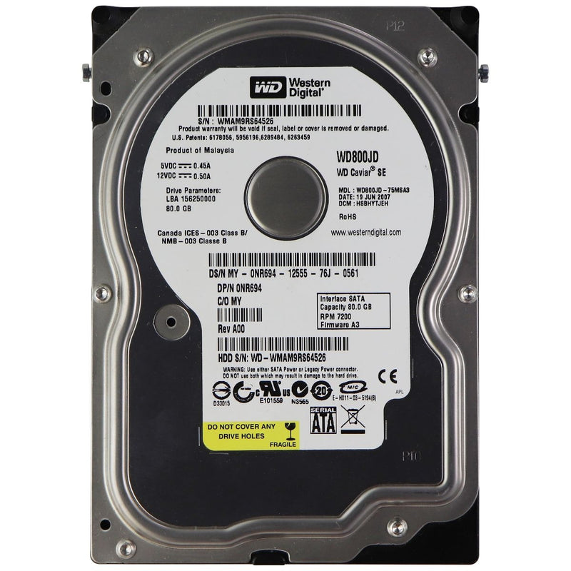 Western Digital WD800JD Cavier SE 80GB 7200RPM 8MB Cache SATA 3.0GB/s - Western Digital - Simple Cell Shop, Free shipping from Maryland!