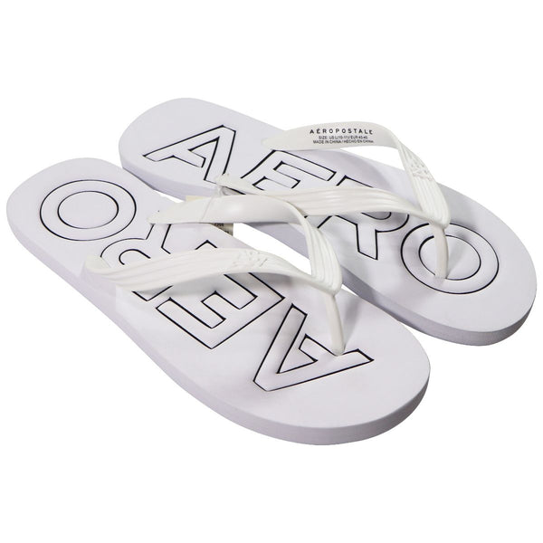 AEROPOSTALE Logo Flip-Flops - White / Logo (Size: US Large - 10/11) - Aeropostale - Simple Cell Shop, Free shipping from Maryland!