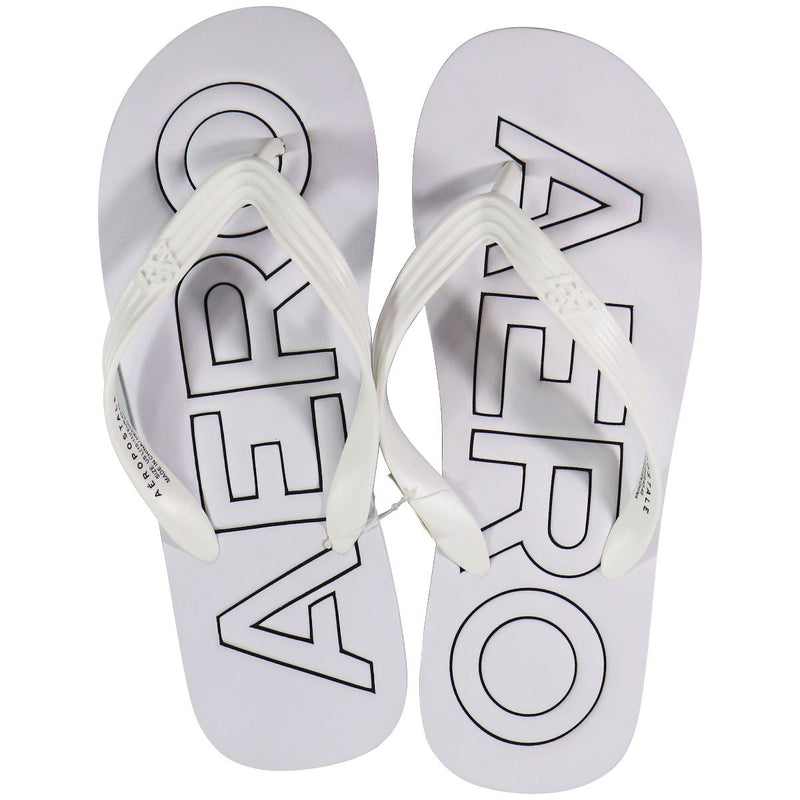 AEROPOSTALE Logo Flip-Flops - White / Logo (Size: US Large - 10/11) - Aeropostale - Simple Cell Shop, Free shipping from Maryland!