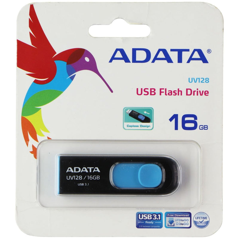 ADATA UV128 16GB USB 3.0 Retractable Capless Flash Drive, Blue (AUV128-16G-RBE) - ADATA - Simple Cell Shop, Free shipping from Maryland!